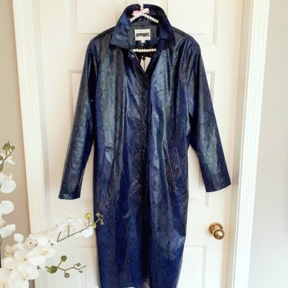 NWT Apparis black blue python faux leather duster jacket, M - Picture 15 of 16